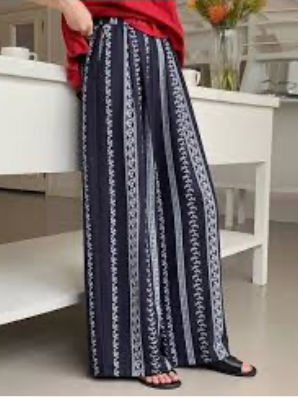 Wide Leg Navy Blue Pants